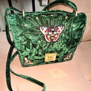 Aldo Velvet Green Shoulder Purse